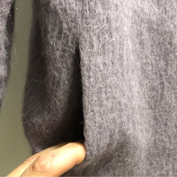 Fun furry alpaca Talbots moto jacket in lavender - Picture 3 of 6